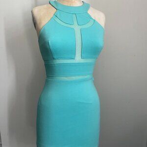 Turquoise Blue Halter Bodycon Dress